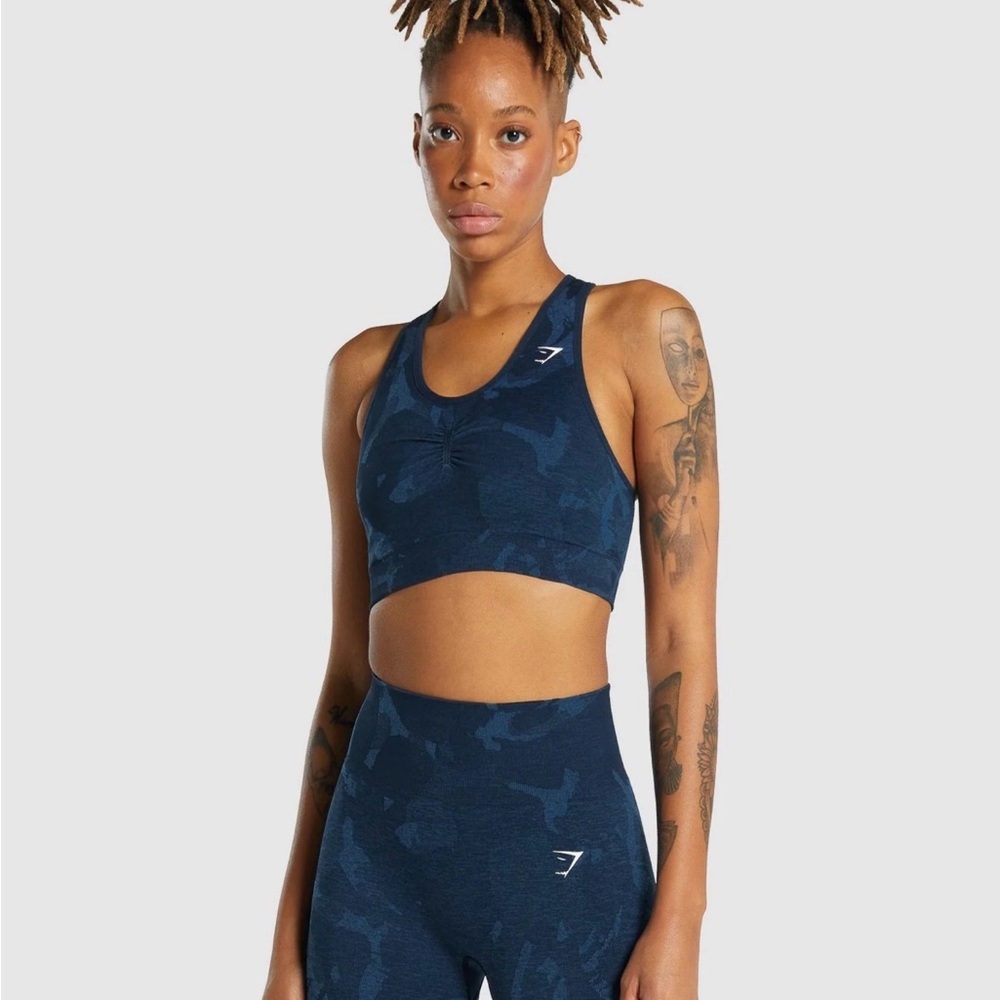 Gymshark Women's Adapt Camo Seamless Sports Bra Sierra Navy